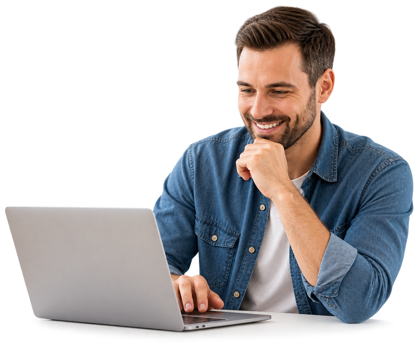 Professional business owner viewing a website on a laptop